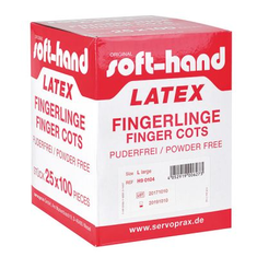 soft-hand Latex puderfreie Fingerlinge 25x100 Stück Packung