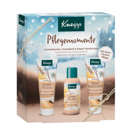 Verpackung von Kneipp® Pflegemomente mit Cremedusche, Cremebad und Repair Handcreme