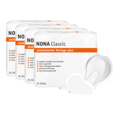 Sparpaket mit 4x25 Stück von NONA Classic anatomische Vorlage Plus